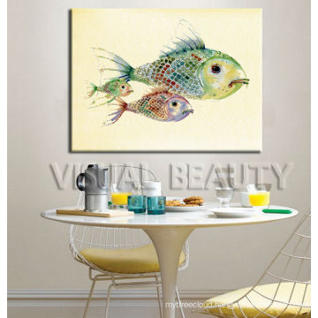 Fishes Animal Watercolor Painting For Diningroom